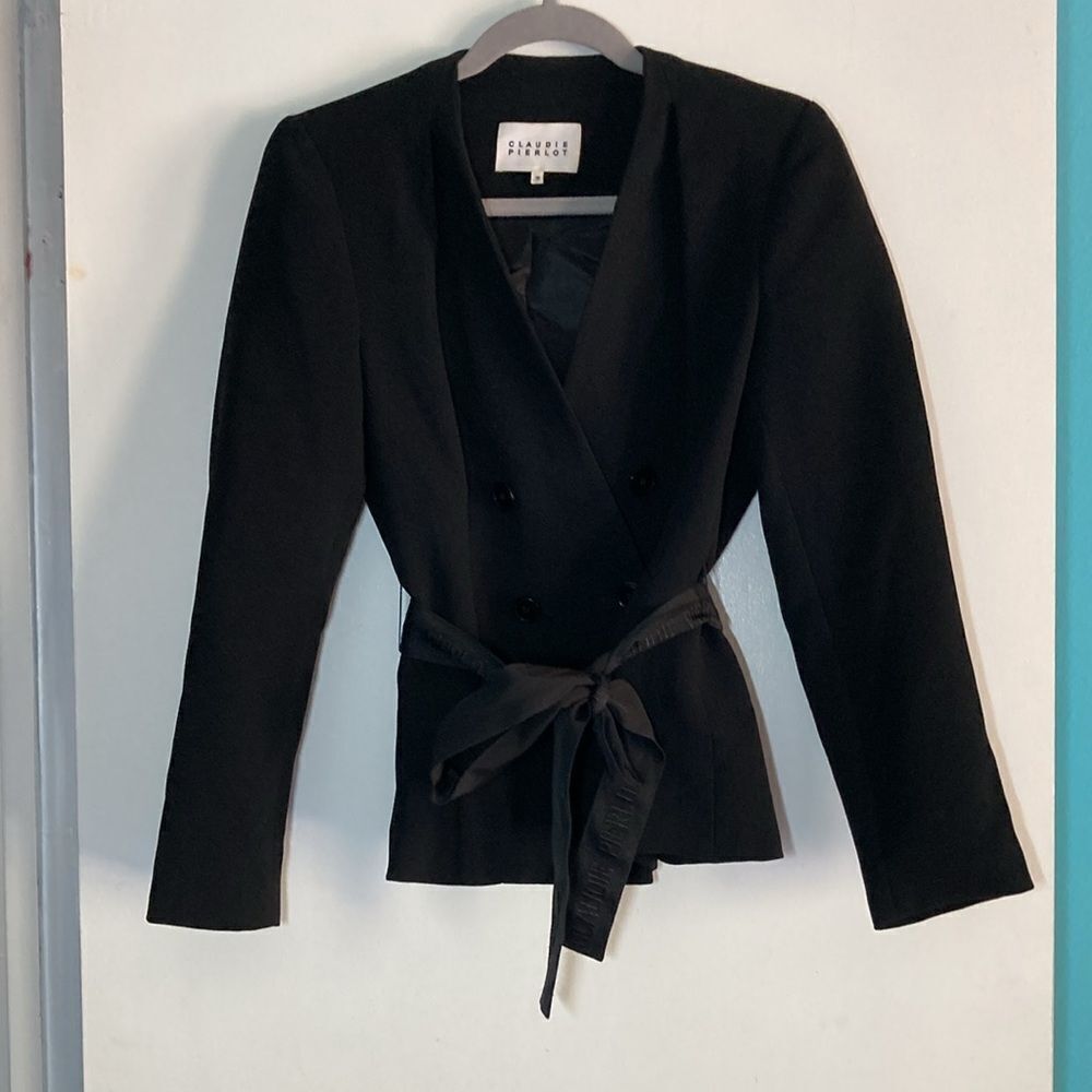 Claudie Pierlot French Blazer Black Jacket Size 38 French Size 4/6 USA S